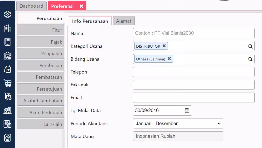 Pengaturan Preferensi Perusahaan di Accurate Online Pengaturan Preferensi Perusahaan di Accurate Online