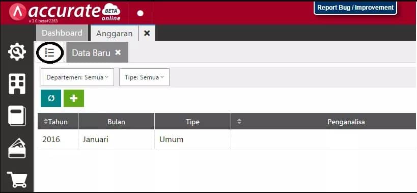 Menghapus Anggaran Accurate Online