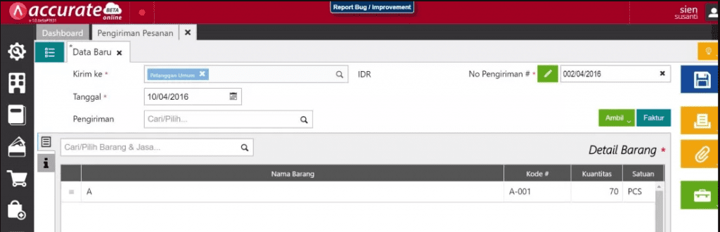Membuat Uang Muka Penjualan Partial 