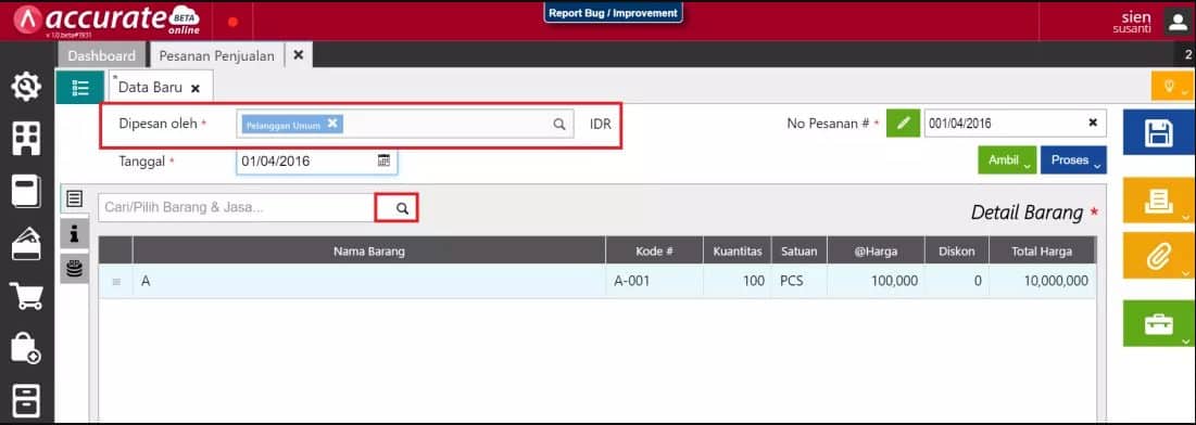 Membuat Uang Muka Penjualan Partial 