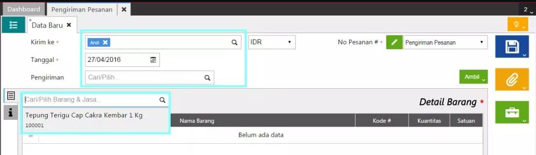 Membuat Pengiriman Pesanan