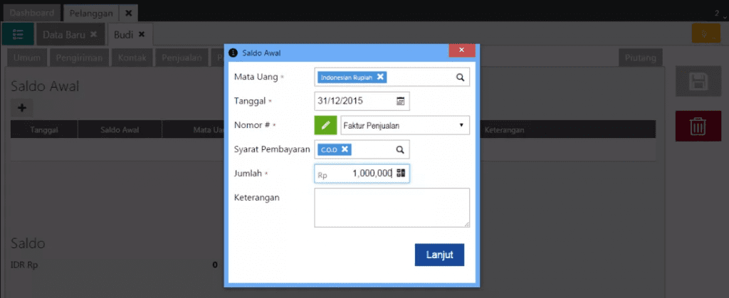 Mengisi Saldo Piutang Pelanggan Dengan Multi Mata Uang