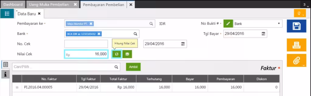Membuat uang muka pembelian didahului pesanan