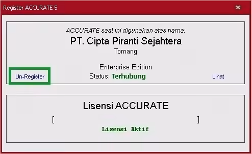 Cara memindah lisensi Accurate versi 5 Cara memindah lisensi Accurate versi 5