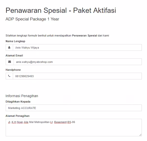 Pembelian Kode Aktivasi ACCURATE Online