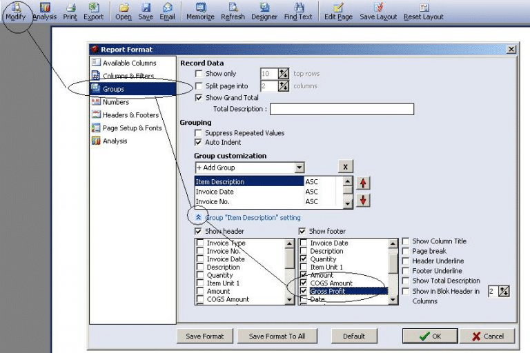 Menampilkan nilai total dari suatu kolom pada laporan