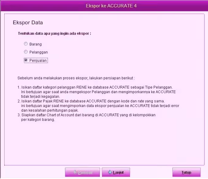Sinkronisasi Secara Offline Data Penjualan RENE dan ACCURATE Sinkronisasi Secara Offline Data Penjualan RENE dan ACCURATE