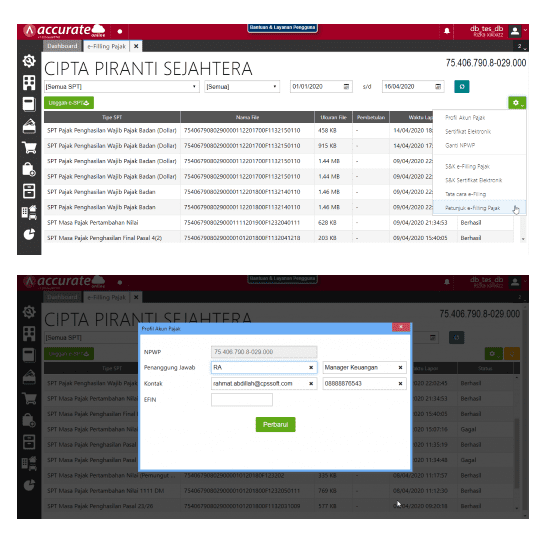 pelaporan pajak menggunakan accurate online
