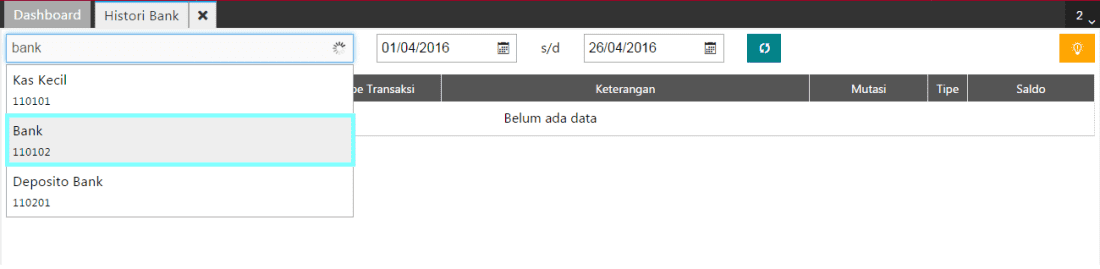 melihat histori bank pada Accurate Online
