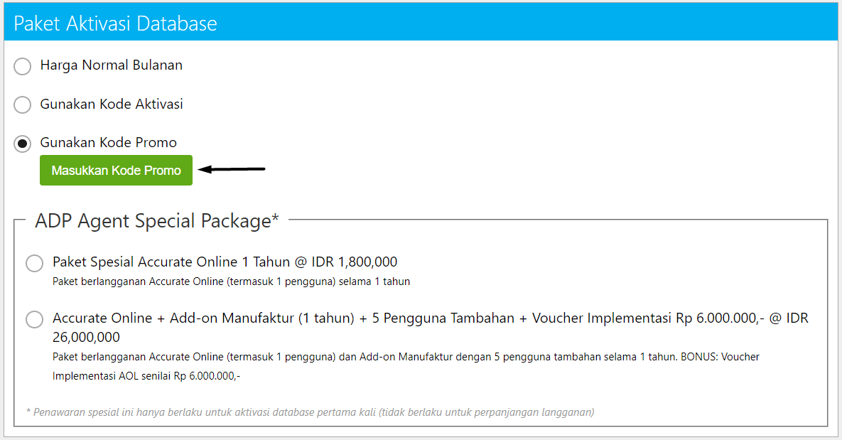 menggunakan kode promo accurate online