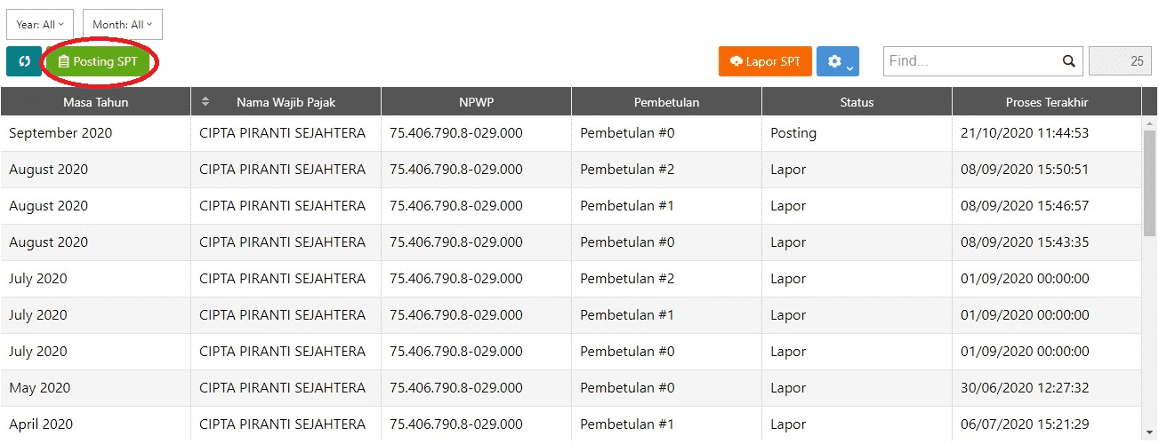 Posting Submit dan Lapor Transaksi PPN