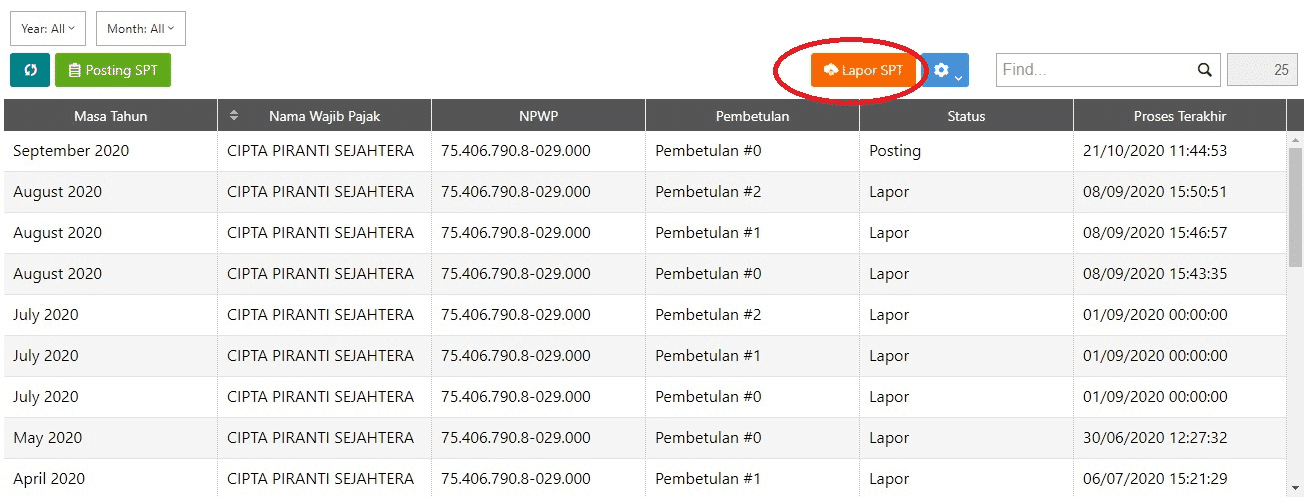 Posting Submit dan Lapor Transaksi PPN