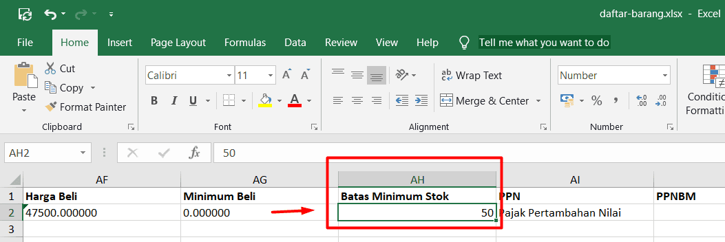 Edit Batas Minimum Stok Barang 