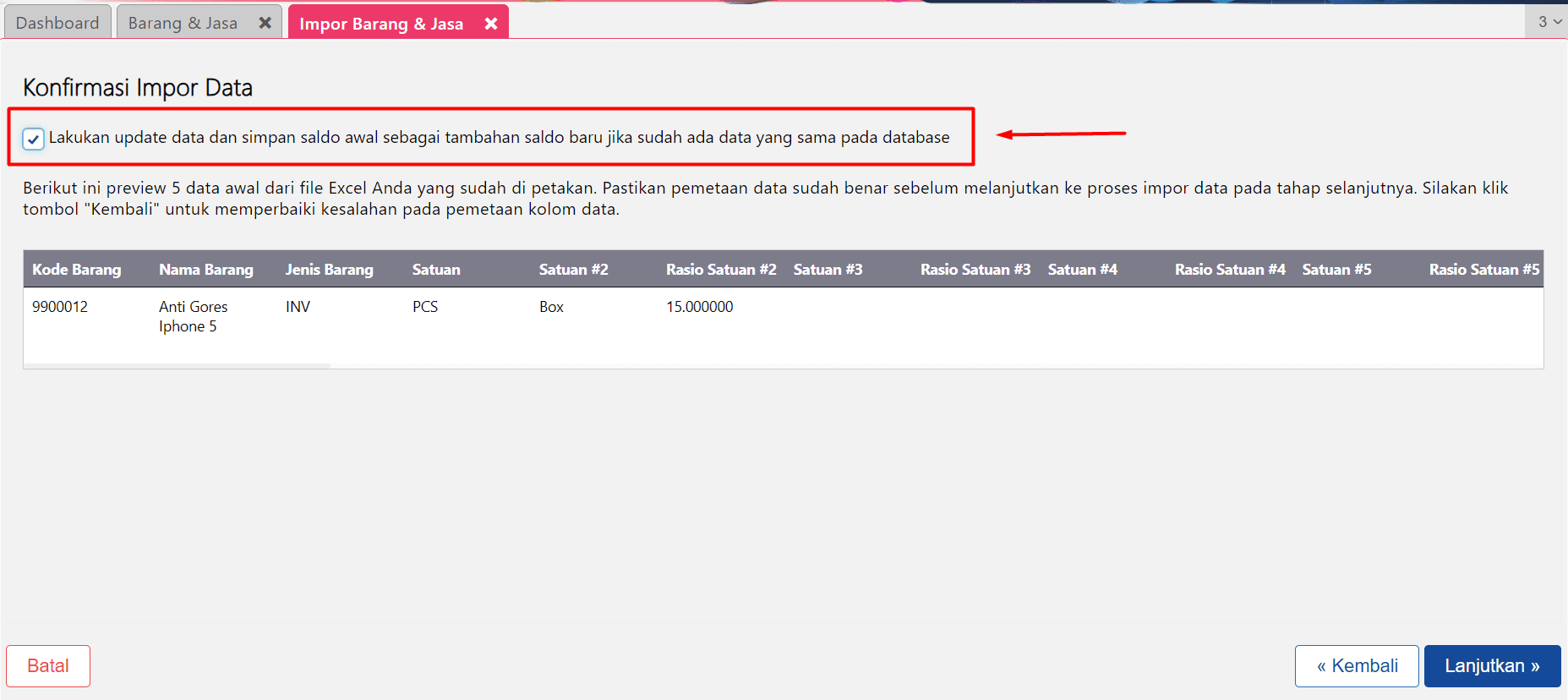 edit batas Minimum Stok Accurate Online