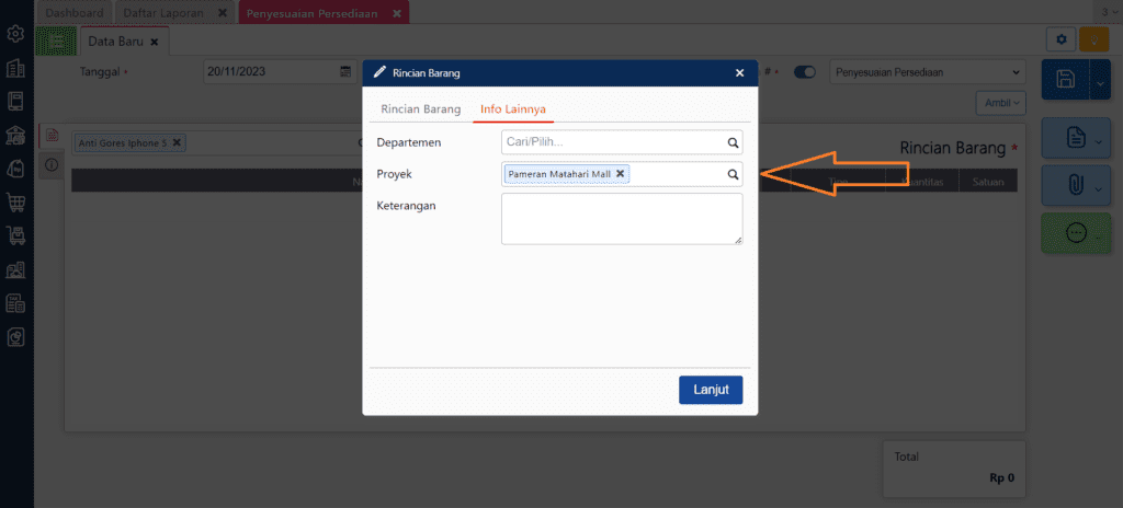 menggunakan barang untuk proyek