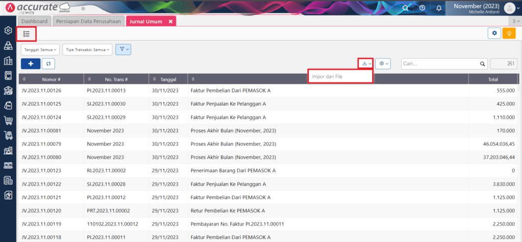 impor jurnal umum dari accurate online