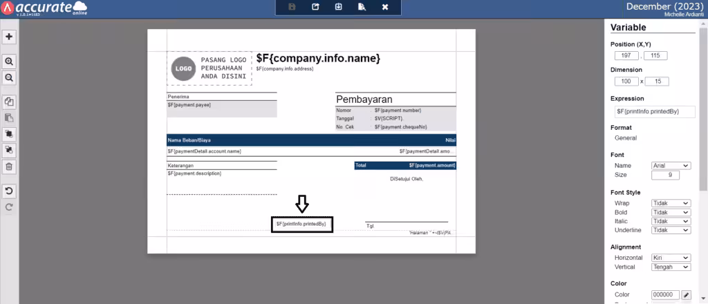 Menampilkan Nama Pengguna Pada Desain Cetak Accurate Online Menampilkan Nama Pengguna Pada Desain Cetak Accurate Online