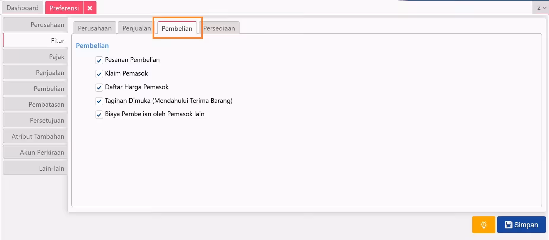Pengaturan Preferensi Fitur di Accurate Online Pengaturan Preferensi Fitur di Accurate Online