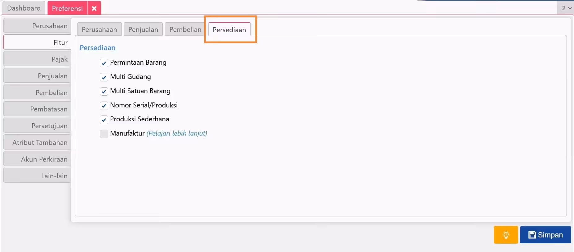 Pengaturan Preferensi Fitur di Accurate Online Pengaturan Preferensi Fitur di Accurate Online