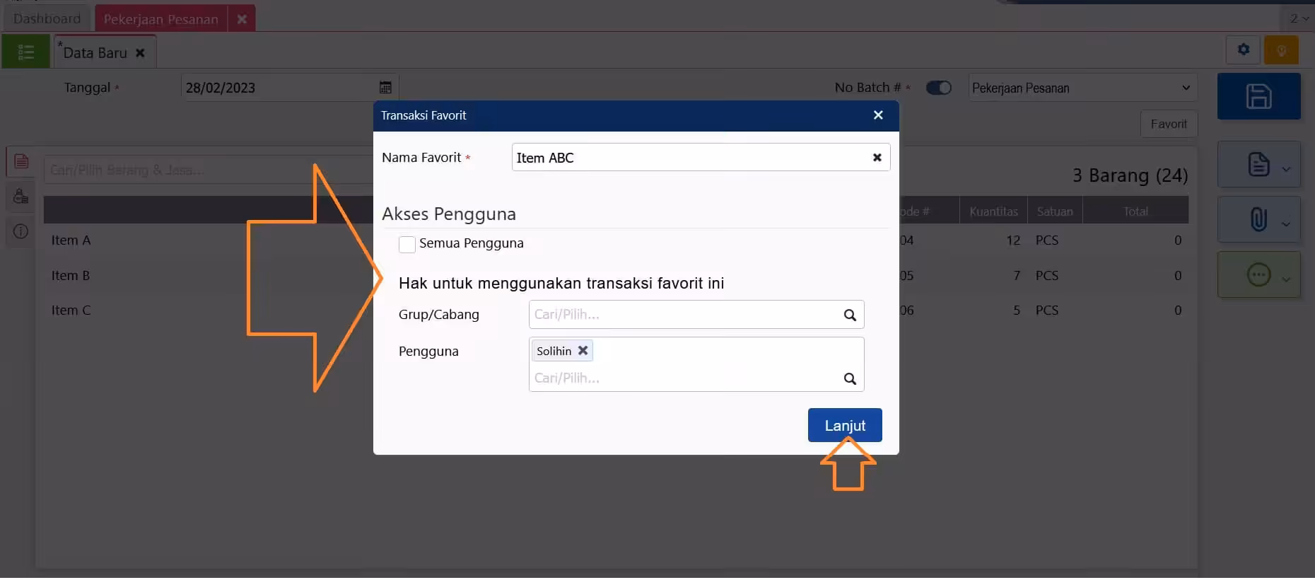 Transaksi Favorit di Accurate Online Transaksi Favorit di Accurate Online
