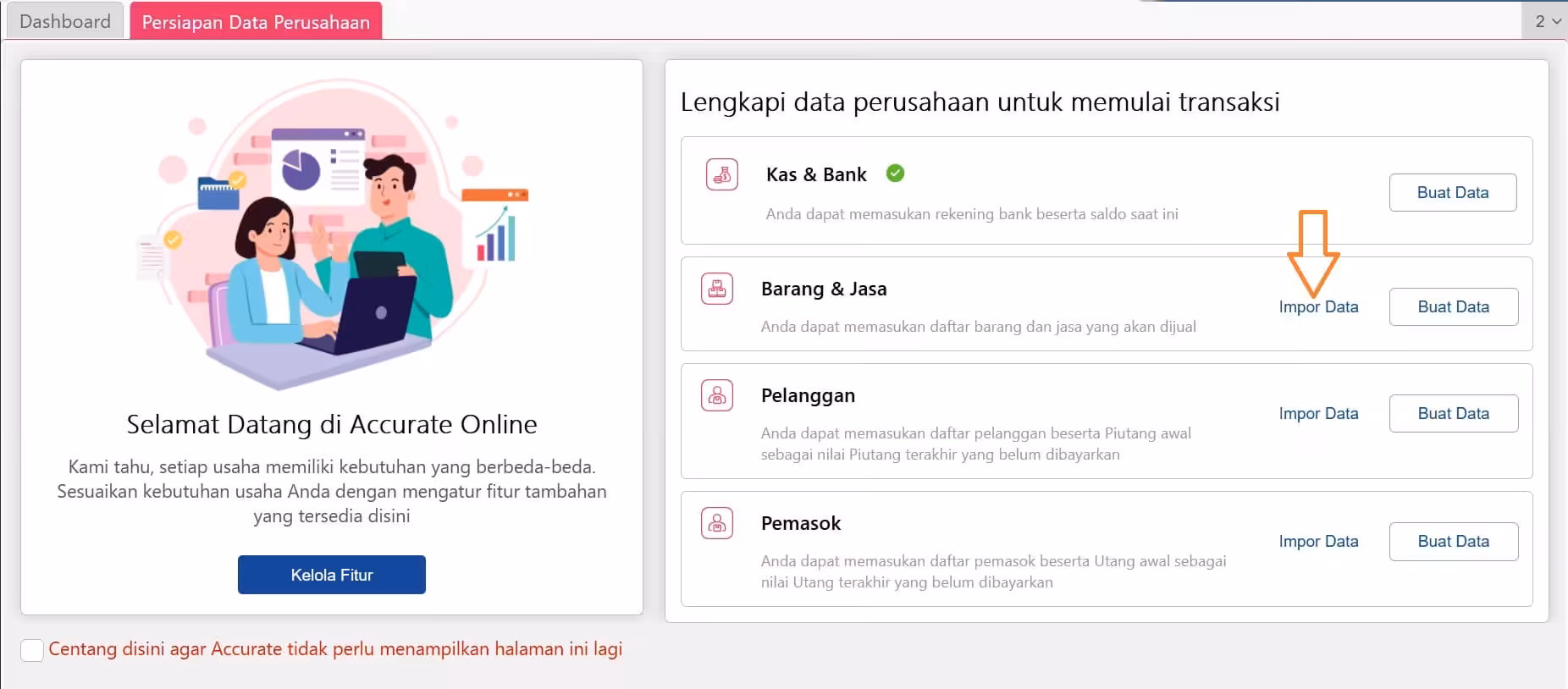 melengkapi data perusahaan Barang dan Jasa