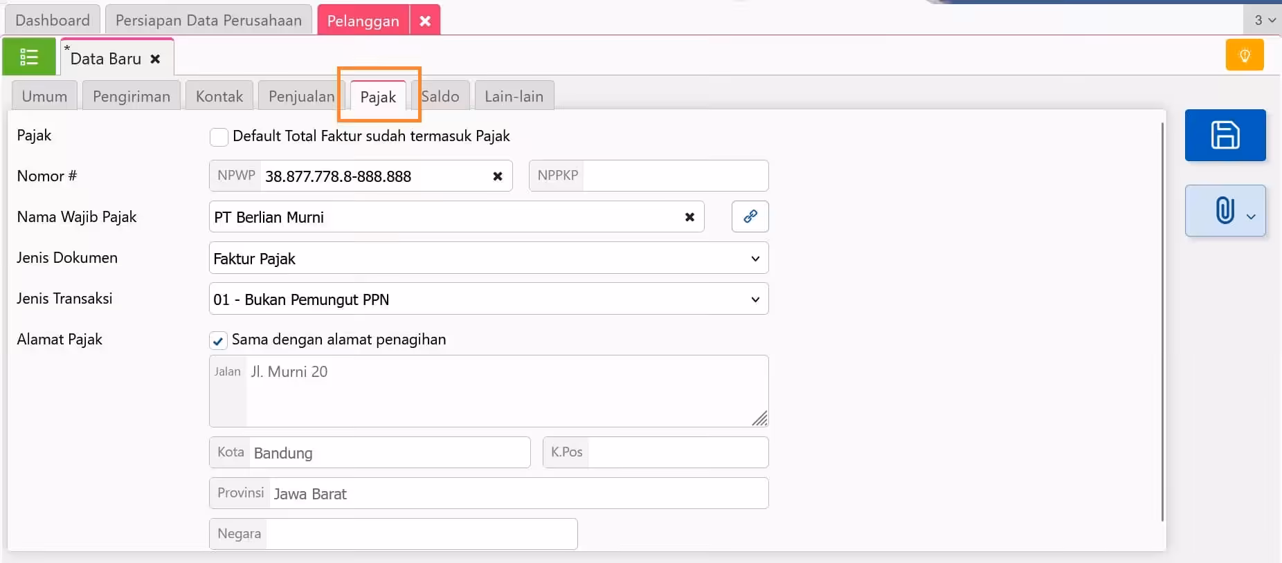 melengkapi data perusahaan Pelanggan melengkapi data perusahaan Pelanggan