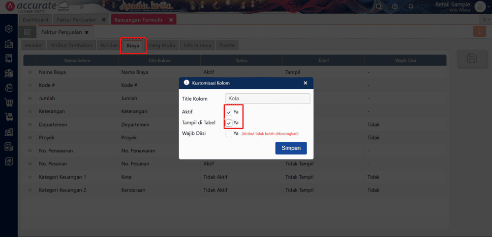 kategori keuangan di Accurate Online