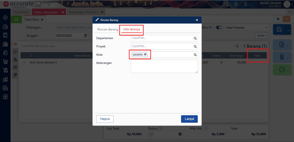 kategori keuangan di Accurate Online