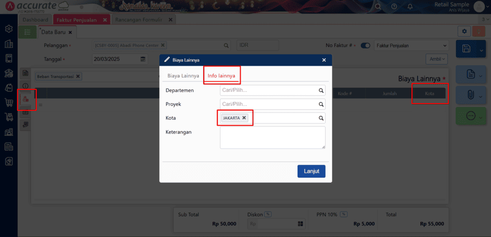 kategori keuangan di Accurate Online