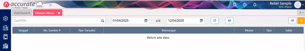 histori akun pada Accurate Online histori akun pada Accurate Online