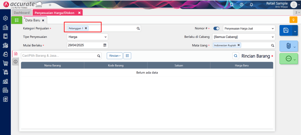 membuat kategori penjualan di accurate online