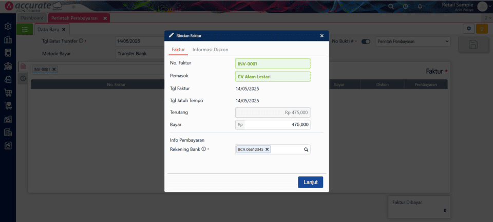 membuat perintah pembayaran di accurate online