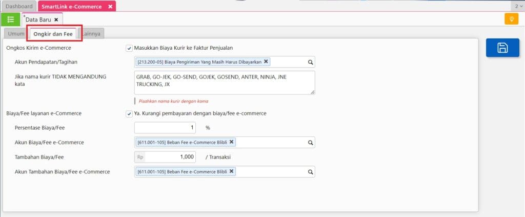pengaturan blibli di accurate online